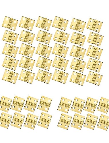  50 piezas de mini bisagras de cobre puro, bisagras de latón retro con 200 piezas de tornillos de repuesto para caja de madera, joyero, cofre, caja, gabinete, accesorios de bricolaje (10 x 8 mm / 0,4 x