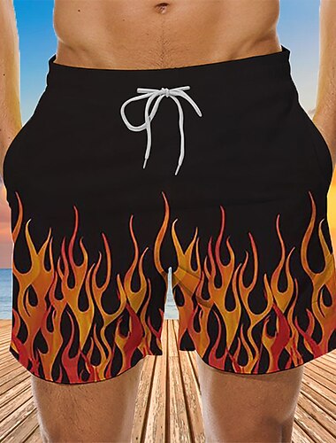  Herr 3D Print Mönster Låga Badshorts Boardshorts Sommarshorts Hawaiisk Helgdag Snörning med meshfoder Elastisk midja Designer Kläder