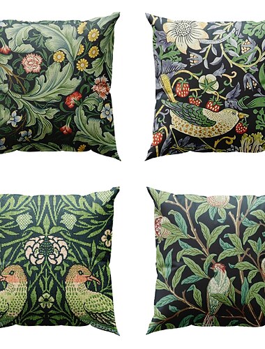  Famous Painting Double Side Pillow Cover 4PC Inspired by William Morris Soft Decorative Square Cushion Case Pillowcase for Bedroom Livingroom Sofa Couch Chair