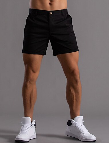  Herren Shorts Kurze Hosen Chino Bermuda Shorts Bermudas Arbeitsshorts Tasche Glatt Komfort Atmungsaktiv Kurz Täglich Stilvoll Brautkleider schlicht Schwarz Weiß Mikro-elastisch