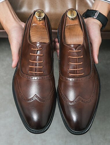  scarpe classiche da uomo in stile oxford marrone con punta a coda di rondine – scarpe eleganti brogue in similpelle per lavoro, matrimoni ed eventi formali