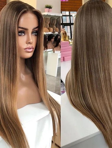  Peluca Cabello humano remy Cierre 4x13 Cabello Brasileño Liso Sedoso Múltiples colores Parte libre pelucas para mujeres negras Densidad 130% 150% con pelo de bebe Cabello Ombre Pelo reflectante