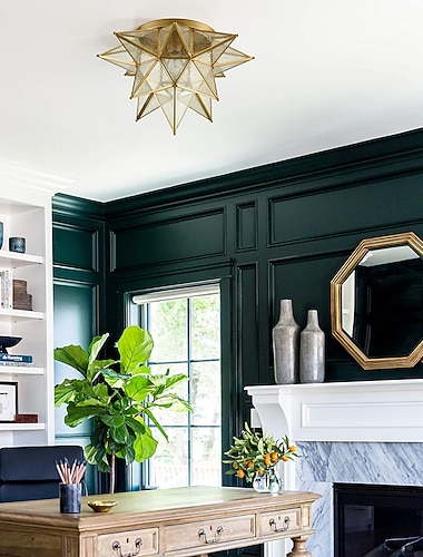  led taklys messing moravian star lampe flush mount kolloid lampe frøglass skjerm boho marokkansk taklampe kjøkken inngang