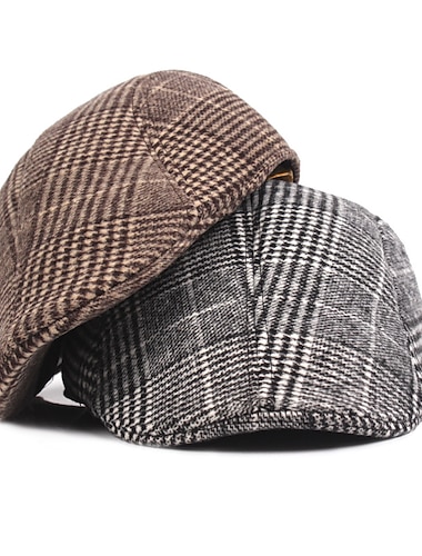  Herren Schiebermütze Tweed-Mütze Hellgrau Dunkelgray Baumwolle Strassenmode Stilvoll 1920er Jahre Mode Outdoor Täglich Ausgehen Gitter Warm