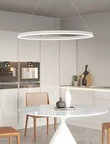  lámpara colgante led 40/60 / 80cm 1 anillo de luz diseño circular acabados pintados de aluminio regulable lujoso estilo moderno comedor dormitorio lámparas colgantes 110-240v solo regulable con