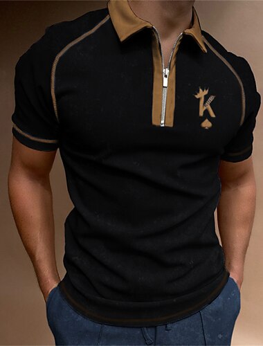  Ανδρικά Φανέλα POLO Quarter Zip Polo Δρόμος Causal Απορρίπτω Τρίμηνο φερμουάρ Κοντομάνικο Μοντέρνα Καθημερινό Συνδυασμός Χρωμάτων Φερμουάρ Τρίμηνο φερμουάρ Ανοιξη καλοκαίρι Κανονικό