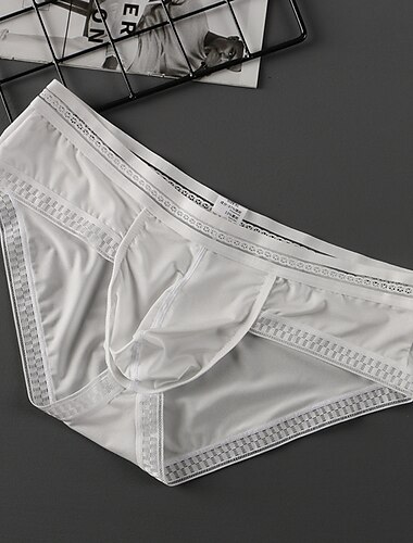  Herren 3 Pack Slip Unterhosen Nylon Eis-Seide Waschbar Komfortabel Glatt Tiefe Hüfthöhe Oberflächenfarbe Schwarz