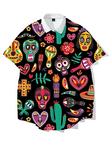  Zuckerschädel Mexikaner Bluse / Hemd Bedruckt Grafik Für Paar Herren Damen Erwachsene 3D-Druck Casual