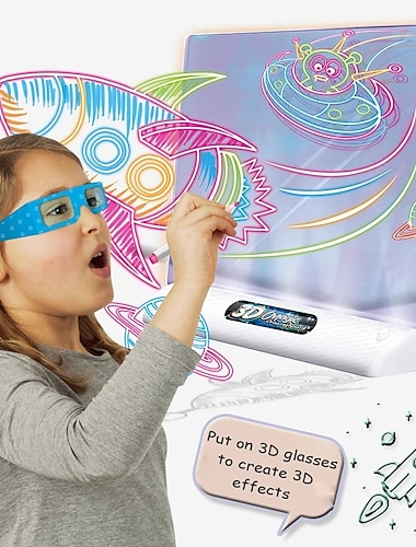  3d fluorescent planche à dessin magique lumineux en trois dimensions tableau d'écriture graffiti conseil lumière puzzle enfants planche à dessin