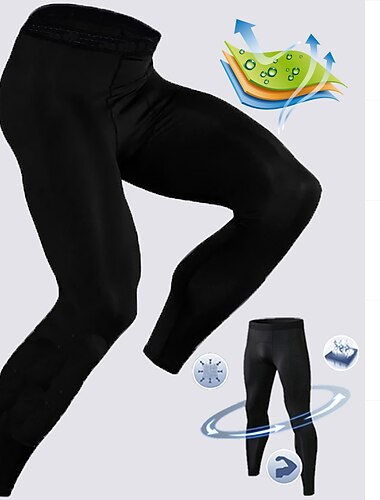  Муж. Компрессионные штаны Лосины для бега Основной слой Атлетический Спандекс Дышащий Влагоотводящие Мягкий Фитнес Тренировка в тренажерном зале Бег Спортивная одежда Спортивная одежда Однотонный