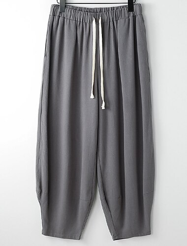  Herren Leinenhose Hose Hosen Sommerhosen Tasche Elastische Taille Glatt Komfort Outdoor Täglich Ausgehen Strassenmode Stilvoll Schwarz Weiß