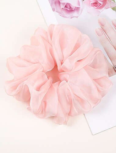 Chiffon-Haarseil, Haarring, Liebesherz, Druck, Satinstoff, mit scrunchy, elastischen Haarbändern, Top-Knoten, Pferdeschwanzhalter, Zubehör für Frauen