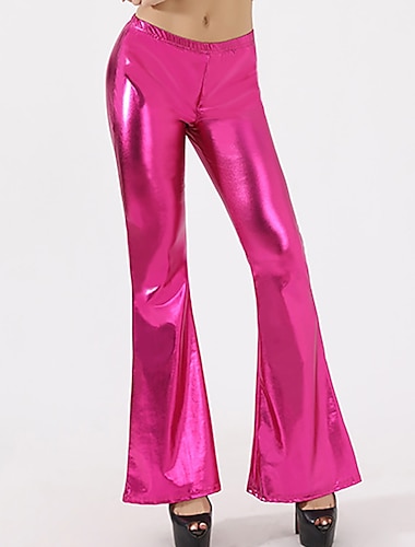  disco exotiska danskläder rosa hobbies poledance byxor ren färg dam prestationsträning hög polyester