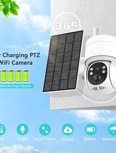 DIDSeth  Wifi Camera With Solar Panels Outdoor  PTZ IP Camera PIR Motion Detection Audio Video Surveillance Camera With 7800mAh Recharge Battery