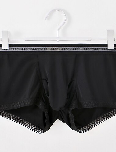  Herren 3 Pack Unterwäsche Boxer Slip Nylon Eis-Seide Atmungsaktiv Waschbar Komfortabel Glatt Mittlere Hüfthöhe Schwarz Weiß