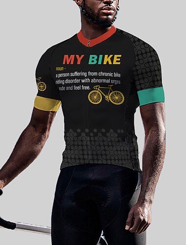  Męskie Koszulka rowerowa Graficzny Litery i cyfry Śmieszne Krótki rękaw Rower Dżersej Top z 3 tylnymi kieszeniami Kolarstwo górskie Kolarstwie szosowym Szybkie wysychanie Miękka Kieszeń na plecach