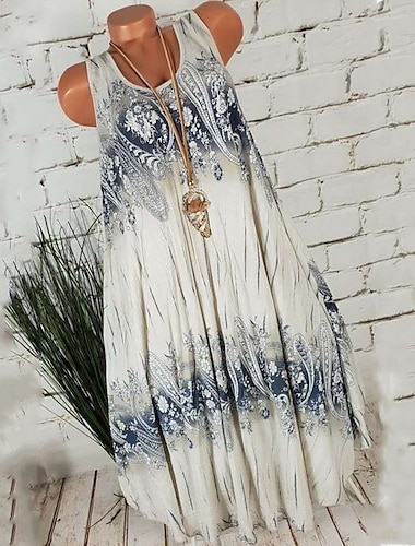  γυναικείο plus size φόρεμα curve shift floral στάμπα με στρογγυλή λαιμόκοψη αμάνικο άνοιξη καλοκαίρι casual κοντό μίνι φόρεμα casual καθημερινό φόρεμα