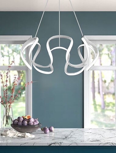  LED-Pendelleuchte 50 cm 1-flammig Ringkreis Design dimmbar Aluminium lackiert luxuriöse moderne Stil Esszimmer Schlafzimmer Pendelleuchten 110-240 V nur dimmbar mit Fernbedienung