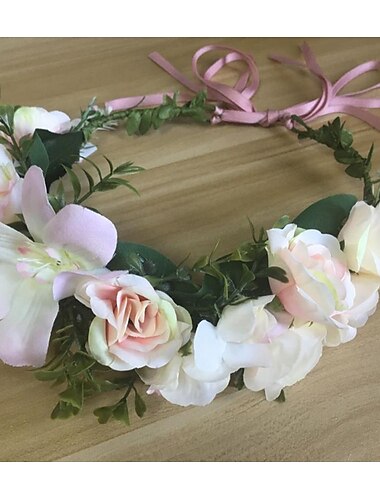  Blume Stirnband Rose Blumen Boho Kranz Girlande Haarband Bohemian Kopfschmuck Kopfbedeckung Kopfschmuck Frauen Mädchen Krone Blatt Haarbänder Party Dekoration Cosplay Kostüm handgefertigt Haarschmuck