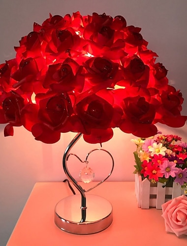  romantyczna róża kwiat lampa stołowa led europejski styl wesele dla dziewczyny sypialnia lampka nocna lampka nocna dekoracja prezent oświetlenie świąteczne
