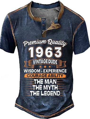  Grafik T-Shirt für Herren 1963 Der Mann Der Mythos Die Legende Vintage Dude Geburtstag Kurzarm Premium Qualität