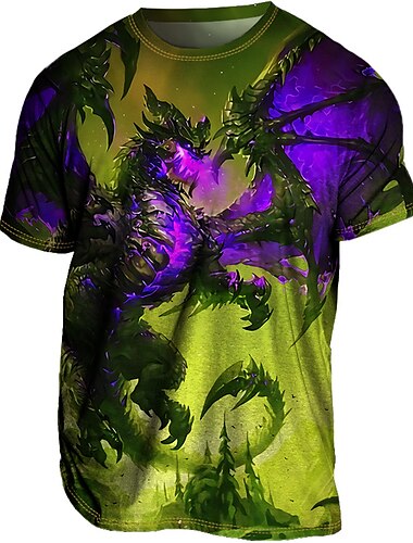  Herren Graphic Tier Drache T Shirt Tee Kurzarm T-Shirt 3D-Druck Rundhalsausschnitt Hemd Vintage Modisch Designer Outdoor Casual Täglich Hellgrün Rote Blau Frühling Sommer Bekleidung S M L XL 2XL 3XL