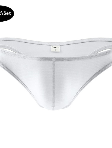  Herr 2 förpackningar Kalsong Briefs Polyester Tvättbar Bekväm Slät Låg midja Svart Vit