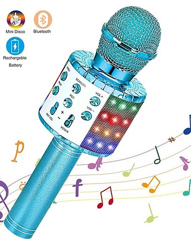  barn karaoke mikrofon trådlös karaoke mikrofon med led ljus för tjejer 3-12 år julklapp leksaker för barn
