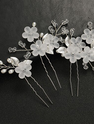  3/5 Uds. De peine para el pelo de boda, conjunto de horquillas para el pelo de novia, peine lateral para el pelo de perlas de cristal plateado, flor en forma de U, diamantes de imitación, accesorios