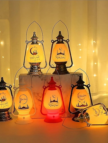  ramadan lampe dekorasjonslys eid mubarak led bærbar lanterne 2023 islam muslimsk festdekor ponni lanterner oljelampe ramadan festival hjemmedekorasjoner