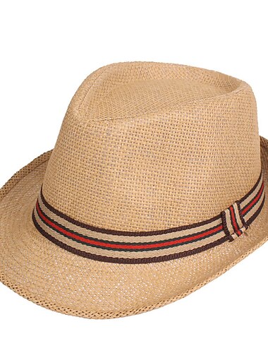 Herren Kentucky Derby Hut Strohhut Sonnenhut Fedora-Trilby-Hut Schwarz Braun Polyester Geflochten Streetwear Stilvoll 1920er Jahre Mode Täglich Outdoorbekleidung Ferien Einfach Sonnenschutz