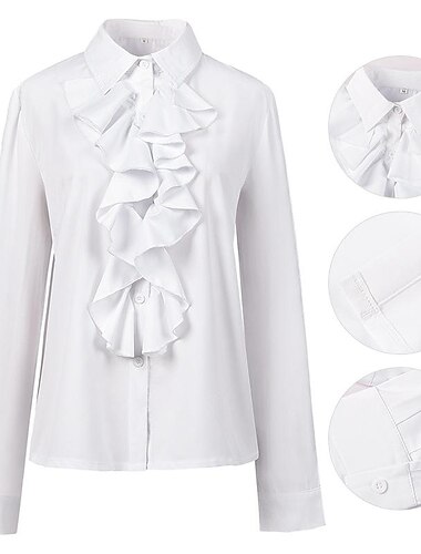  Retro Vintage Mittelalterlich Renaissance Bluse / Hemd Ren Faire Prinzessin Vampir Pirat Einfarbig Damen Seeräuber königlich Steampunk Maskerade Erwachsene Blusen