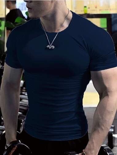  Homens camisa de ginástica Camiseta de Corrida Manga Curta Camiseta Atlético Roupa Esportiva Respirável Secagem Rápida Macio Redutor de Suor Corrida Cooper Treinamento Roupa de esporte Roupas