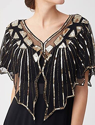  Retro vintage Roaring jaren '20 Jaren 1920 Omslagdoeken The Great Gatsby Bruiloftsgast Pailletten Dames Bruiloft Bruiloft gast Feestavondkleding Volwassenen Sjaal