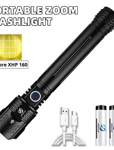  Linterna led para exteriores súper brillante xhp160 potente xhp99 linterna impermeable usb recargable 18650 linterna portátil zoom luz de camping