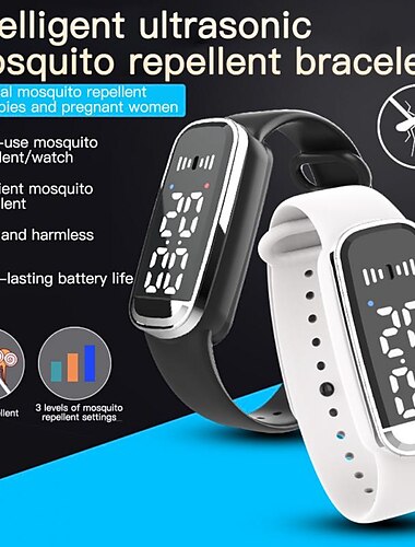  Pulsera inteligente anti-mosquitos – Pulsera repelente ultrasónica para uso en interiores y exteriores protección contra picaduras para adultos y niños