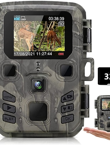  mini trail kamera nattseende 12mp 1080p spelkamera med mörkerseende rörelse aktiverad vattentät för övervakning av vilda djur