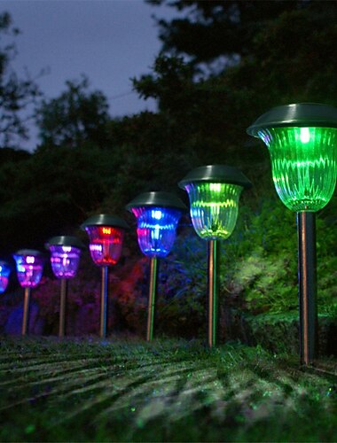  4 個ソーラー経路ライト 屋外 led ガーデンライト用パティオ カラーステンレス鋼統合地下ランプ 芝生ランプ 夜の照明ランプ パーティーの装飾ランプ