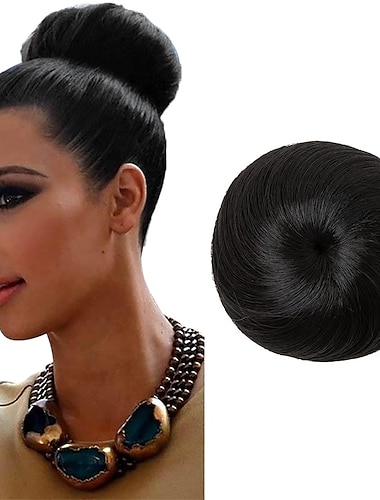  cheveux noirs chignon cheveux pièces pour femmes filles dame cordon faux ballet chignon extensions synthétique chignon beignet chignon une pièce