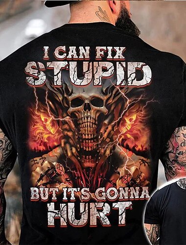  Herr Grafisk Dödskalle T-shirt halloween skjorta T-shirts Kortärmad T-shirt 3D-tryck Rund hals Skjorta Vintage Mode Designer Utomhus Ledigt Dagligen Svart Marinblå Blå Vår & sommar Kläder S M L XL