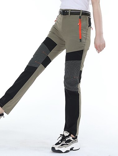  Damen Wanderhose Wanderhosen Patchwork Sommer Außen Regular Fit Tragbar Atmungsaktiv Klappbar Leicht Unten Volle Länge Dunkelgrau Armeegrün Elastan Campen und Wandern Jagd Angeln S M L XL XXL