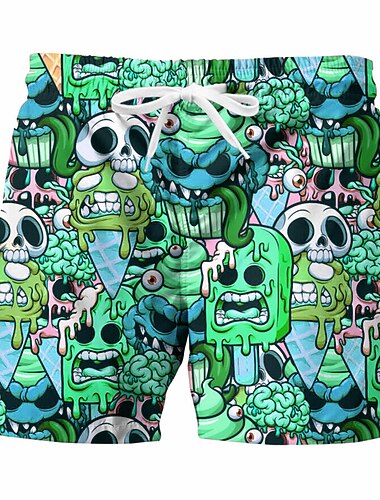  Hombre Graphic Cráneos Boxers de Natación Pantalones de Natación Pantalones de Surf Media cintura Hawaiano Design Boho Casual Diario Festivos Correa con forro de malla Cintura elástica Diseñador Ropa
