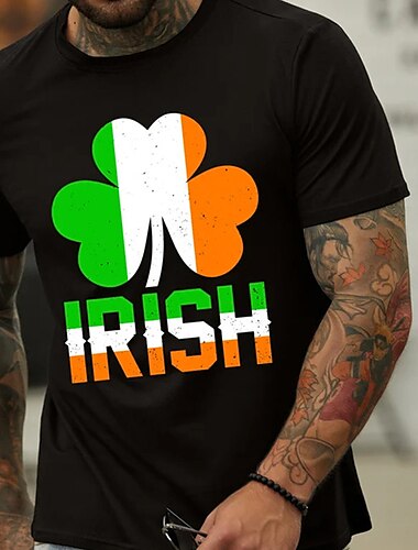  St. Patrick's Day Herren-T-Shirt T-Shirt Grafik-T-Shirt Grafikdrucke Kleeblatt Rundhalsausschnitt Heißprägung Straße Urlaub kurze Ärmel Aufdruck Kleidung Bekleidung Designer St. Patrick's Day Patricks