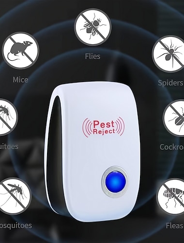  repelente de plagas ultrasónico, repelente de insectos ultrasónico para interiores para ratones, control de plagas repelente sónico enchufable electrónico para cucarachas, roedores, ratones, insectos,
