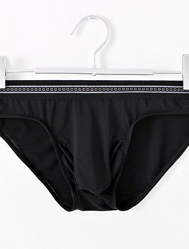  Herren 3 Pack Slip Unterhosen Nylon Eis-Seide Atmungsaktiv Waschbar Komfortabel Glatt Mittlere Hüfthöhe Hellrosa Schwarz