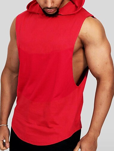  Voor heren Singlet Vest Top Onderhemd Mouwloze hoodie Mouwloos Capuchon Zomer Effen Modieus Klassiek Casual Dagelijks Vakantie Sportschool Wit Top T-shirt voor mannen