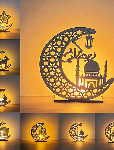  διακόσμηση του Ραμαζάνι νυχτερινό φως eid μουμπάρακ φεγγάρι αστέρι ξύλινα στολίδια για το σπίτι Ισλάμ μουσουλμανική διακόσμηση φεστιβάλ Ραμαζάνι δώρο πάρτι 2023