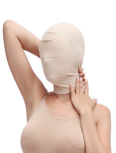 Full Cover Zentai Kapuzenmaske elastisch schwarz atmungsaktiv offene Augen offener Mund Maske BDSM Bondage Cosplay Kostüm Kapuze Unisex Kopfbedeckung