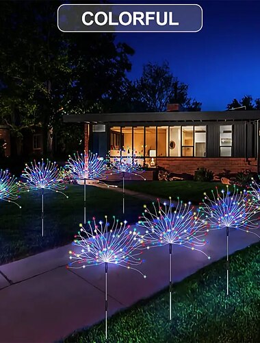  luces solares de fuegos artificiales 90/120/150/200 leds al aire libre diy luces solares luces decorativas de jardín luces de hadas impermeables luces de césped