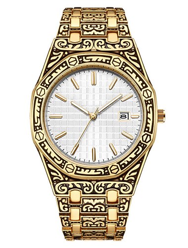  Orologio al Quarzo da Uomo Orologio da Polso Calendario Cassa Grande Impermeabile Orologio in Lega